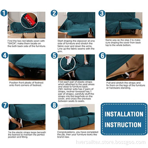 Home Three-seat Furniture Twill Stretch Recliner Sofa Covers
